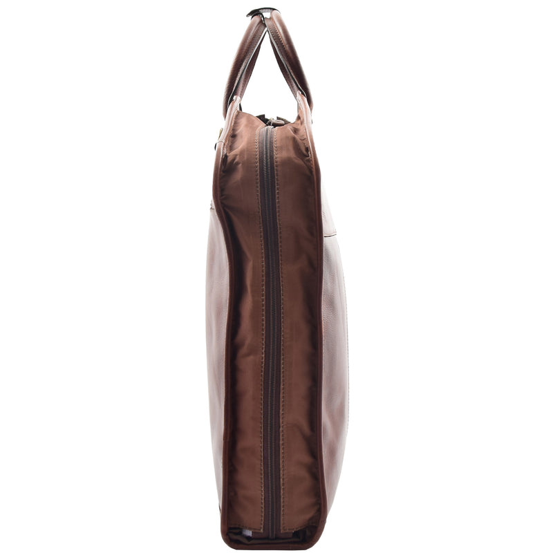  Real Leather Suit Carrier Large Capacity Travel Garment Bag Oxford Brown 7