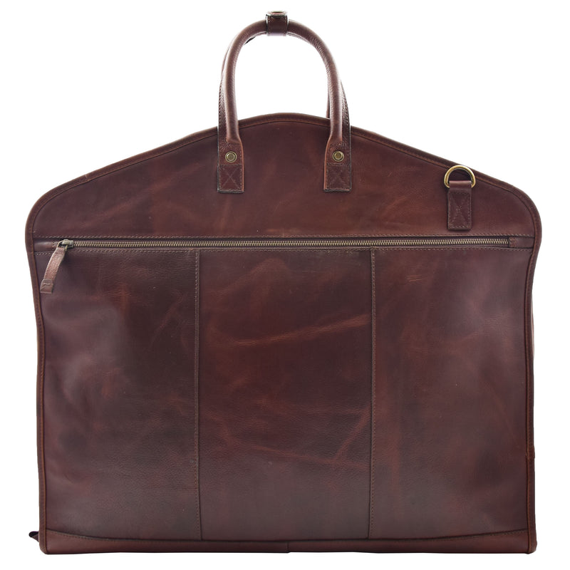  Real Leather Suit Carrier Large Capacity Travel Garment Bag Oxford Brown 8