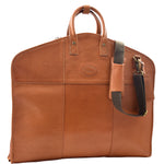 Copy of Real Leather Suit Carrier Large Capacity Travel Garment Bag Oxford Tan 2
