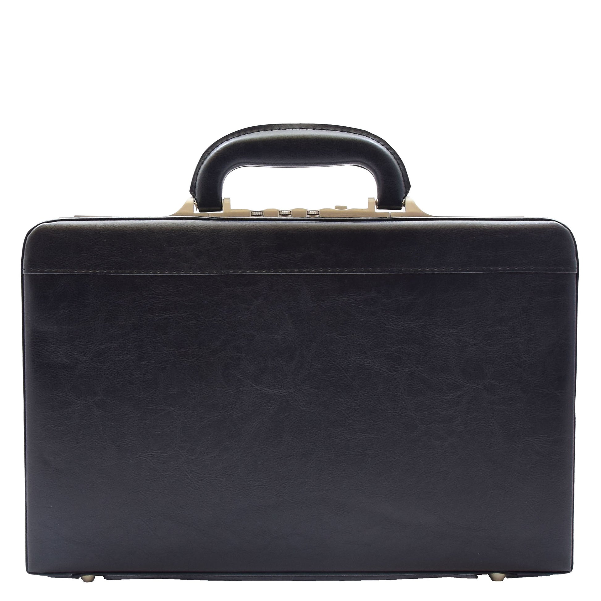 Attache Briefcase Classic Faux Leather Bag H521 Black Small