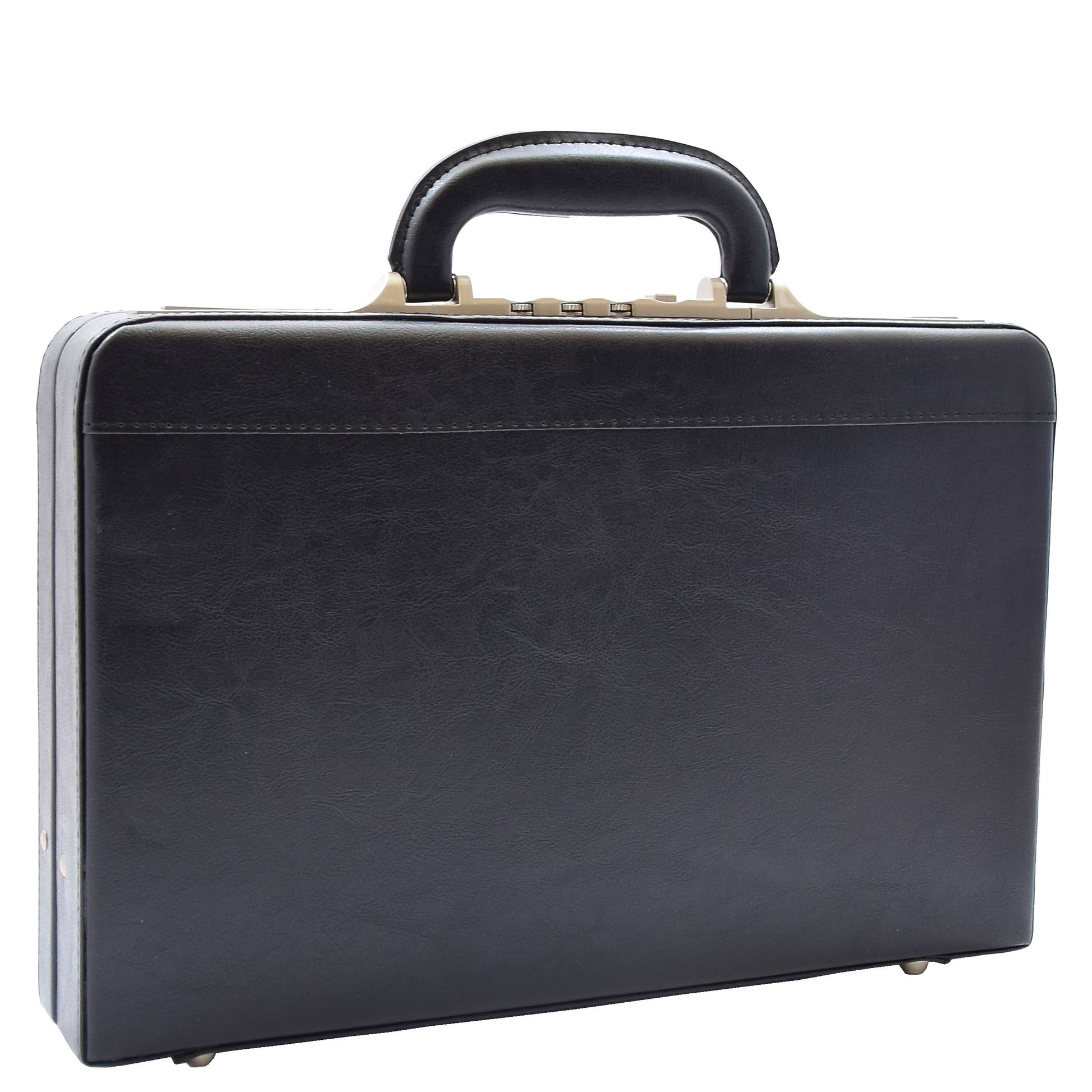 Attache Briefcase Classic Faux Leather Bag H521 Black Small