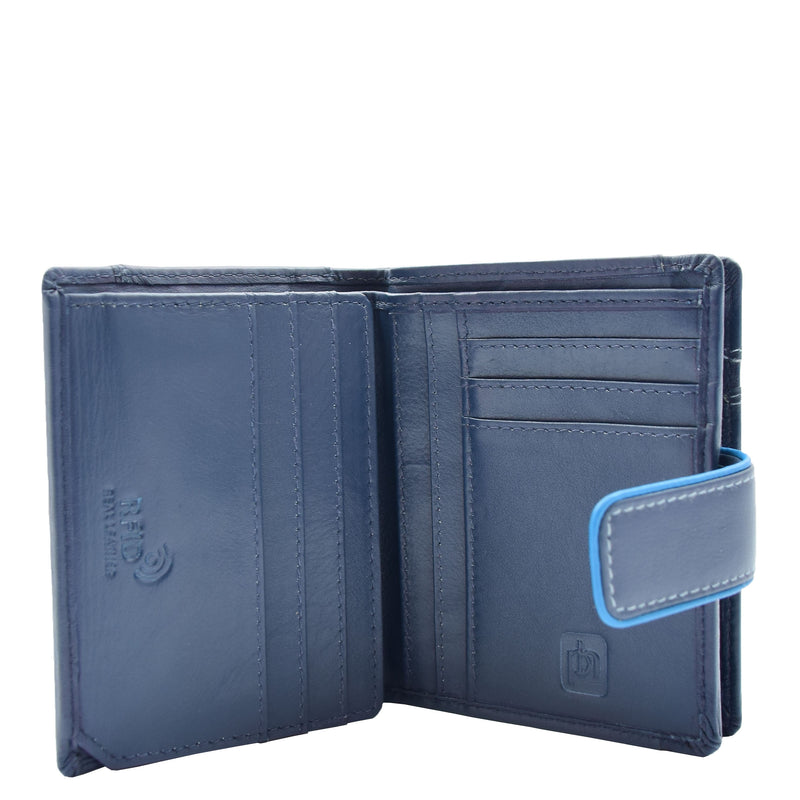 Womens Bifold Leather Purse Booklet Style Wallet HOL117 Navy 3