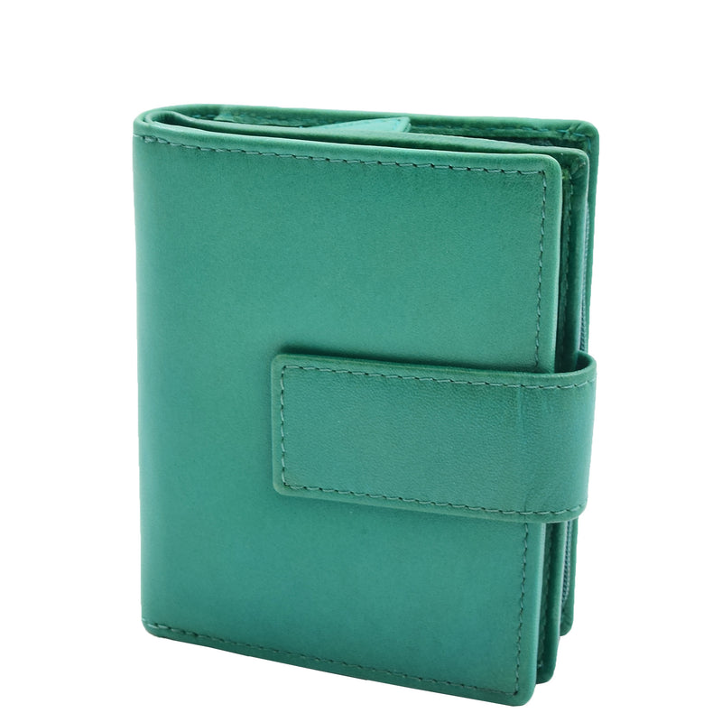 Womens Leather Purse Booklet Style Wallet HOL107 Green 1