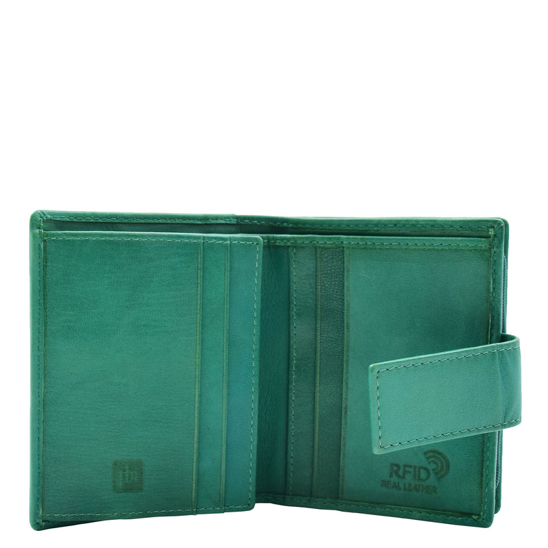 Womens Leather Purse Booklet Style Wallet HOL107 Green 3