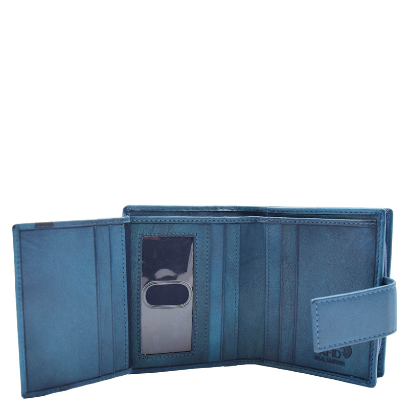 Womens Leather Purse Booklet Style Wallet HOL107 Blue 4