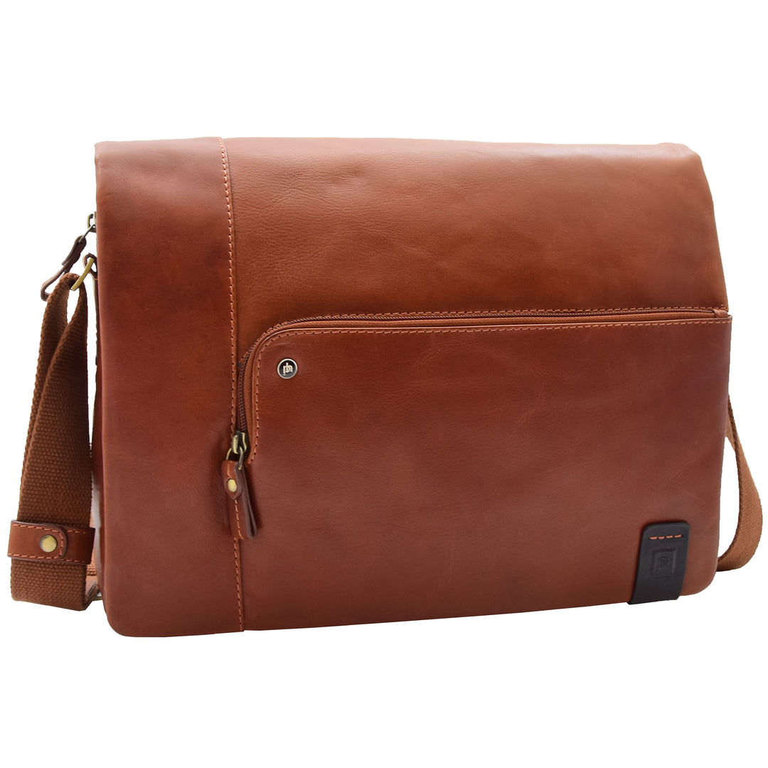 Mens Smart Casual Leather Messenger Bag Chestnut House of Leather