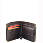 Mens Real Leather Zip Round Wallet RFID HOL414 Brown 4
