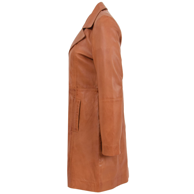 Womens 3/4 Length Soft Leather Classic Coat Macey Tan 5