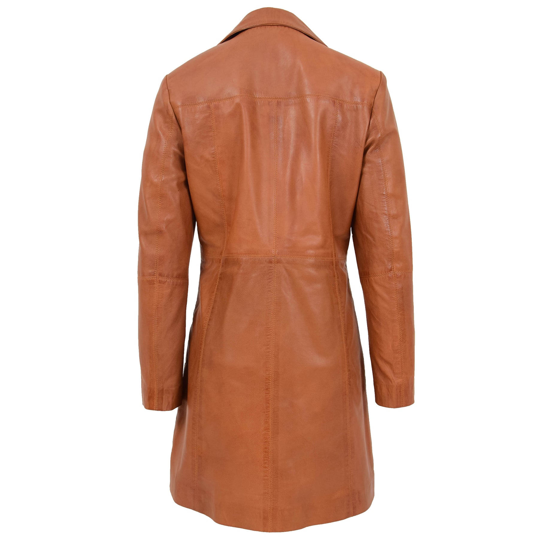 Ladies 3/4 Length Soft Leather Coat Tan House of Leather