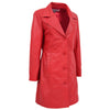 Womens 3/4 Length Soft Leather Classic Coat Macey Red 3