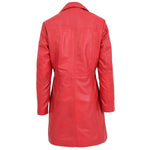 Womens 3/4 Length Soft Leather Classic Coat Macey Red 1