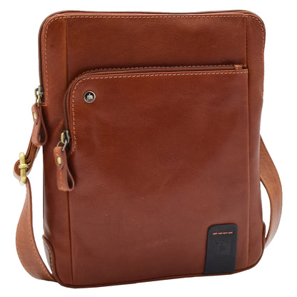 Mens Travel Everyday Casual Leather Cross Body Organiser Bag Sao Salvador Chestnut 2