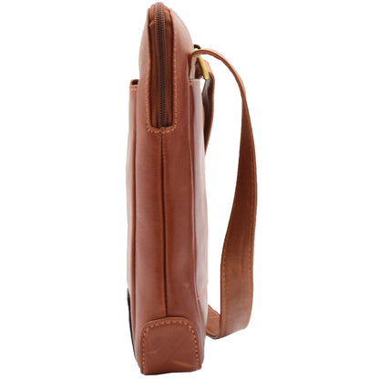 Mens Travel Everyday Casual Leather Cross Body Organiser Bag Sao Salvador Chestnut 3