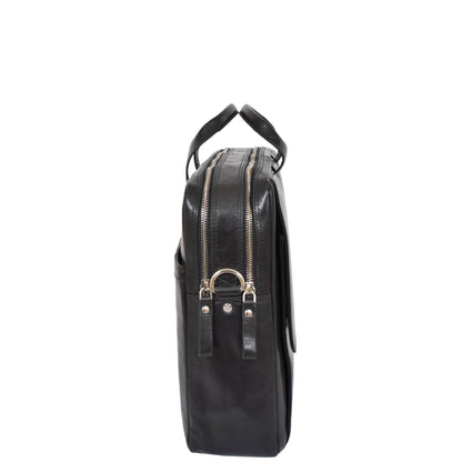 leather bag with dual zip compartments