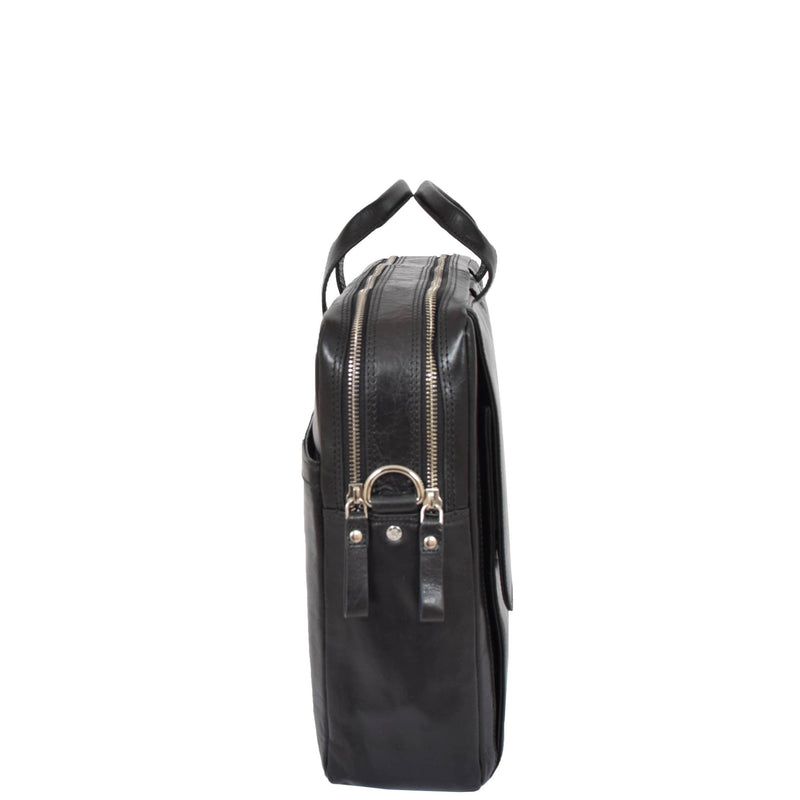 leather bag with dual zip compartments