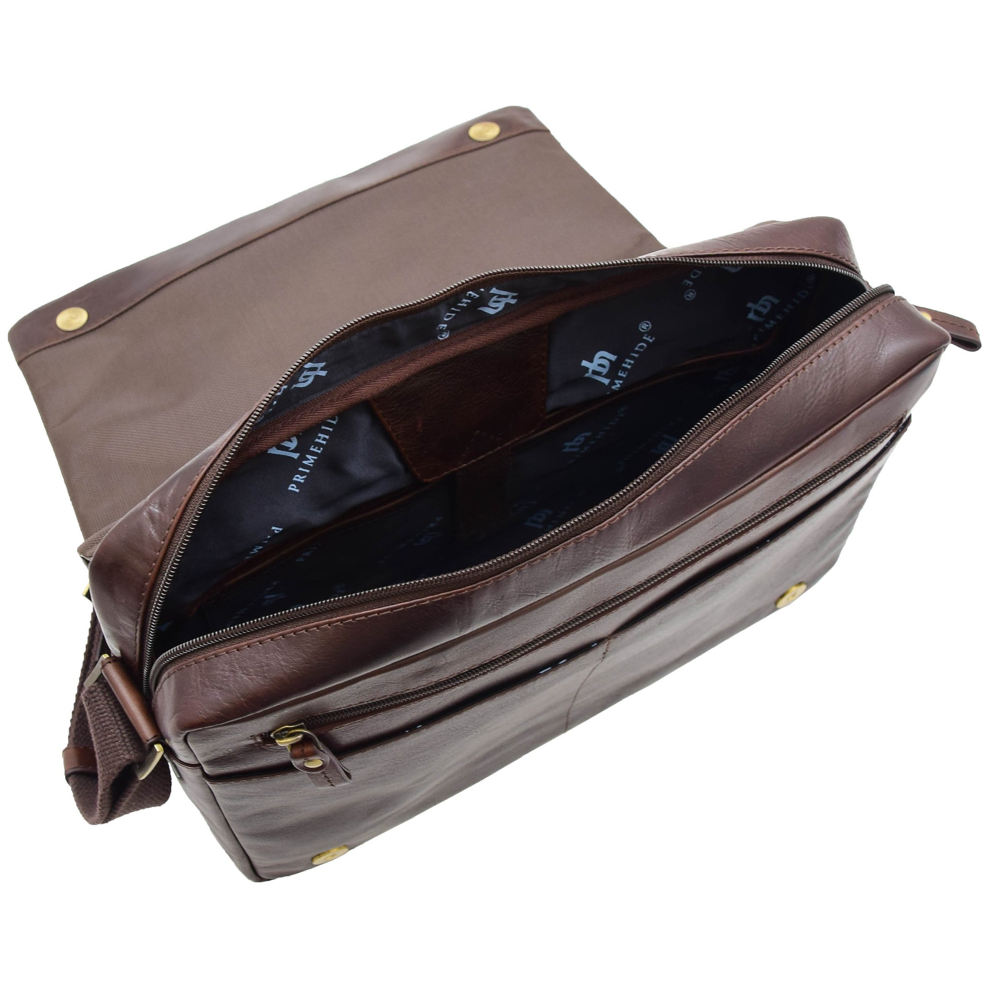 Mens Smart Casual Shoulder Leather Organiser Bag San Antonio Brown 10