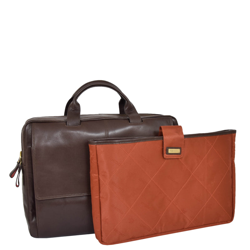 leather briefcase with a pull out laptop sleeve