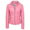 Womens Real Leather Classic Biker Jacket Sophia Baby Pink