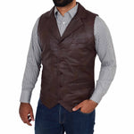 traditional leather gilet
