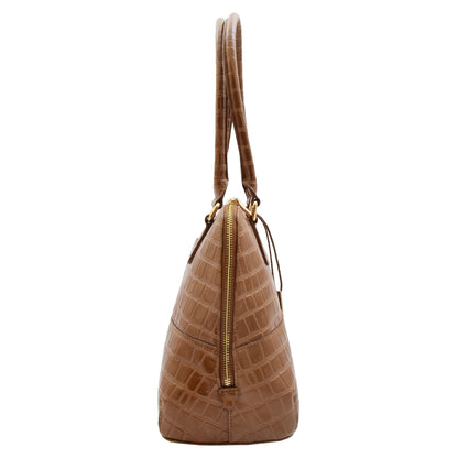 Womens Leather Hobo Bag Croc Print Annabelle Tan 6