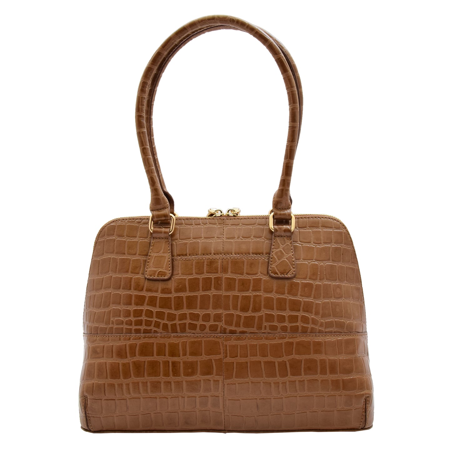 Womens Leather Hobo Bag Croc Print Annabelle Tan 2