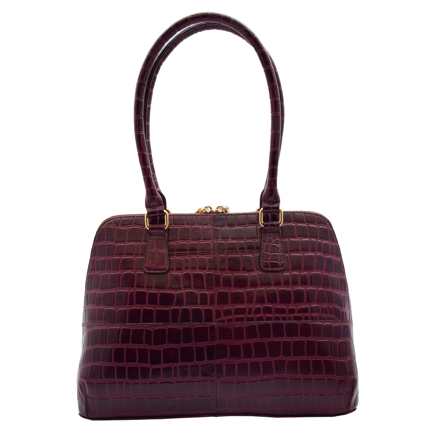 Womens Leather Hobo Bag Croc Print Annabelle Bordeaux 1