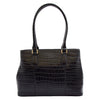 Womens Hobo Shoulder Leather Bag Beautiful Croc Pint Sylvia Black 6
