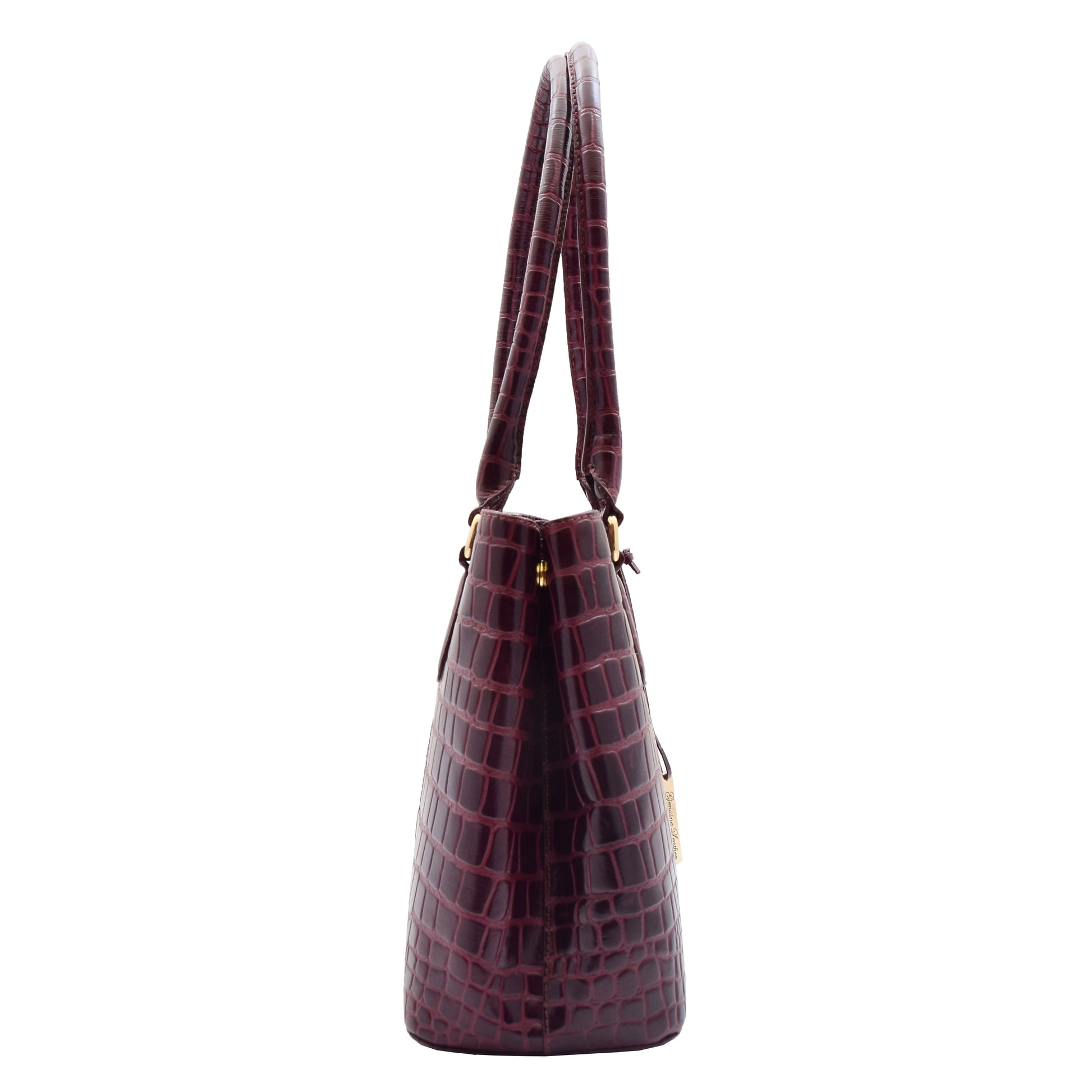 Womens Hobo Shoulder Leather Bag Beautiful Croc Pint Sylvia Bordeaux 6