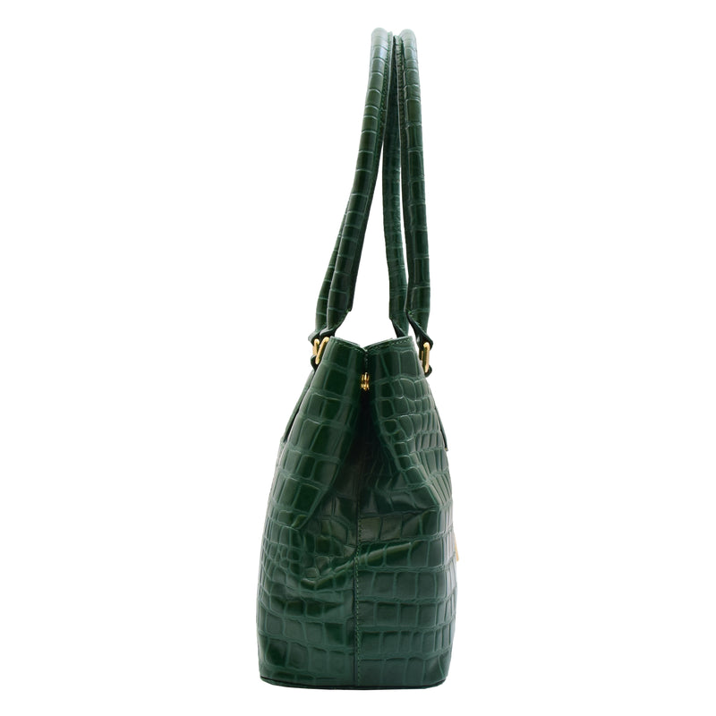 Womens Hobo Shoulder Leather Bag Beautiful Croc Pint Sylvia Green 6