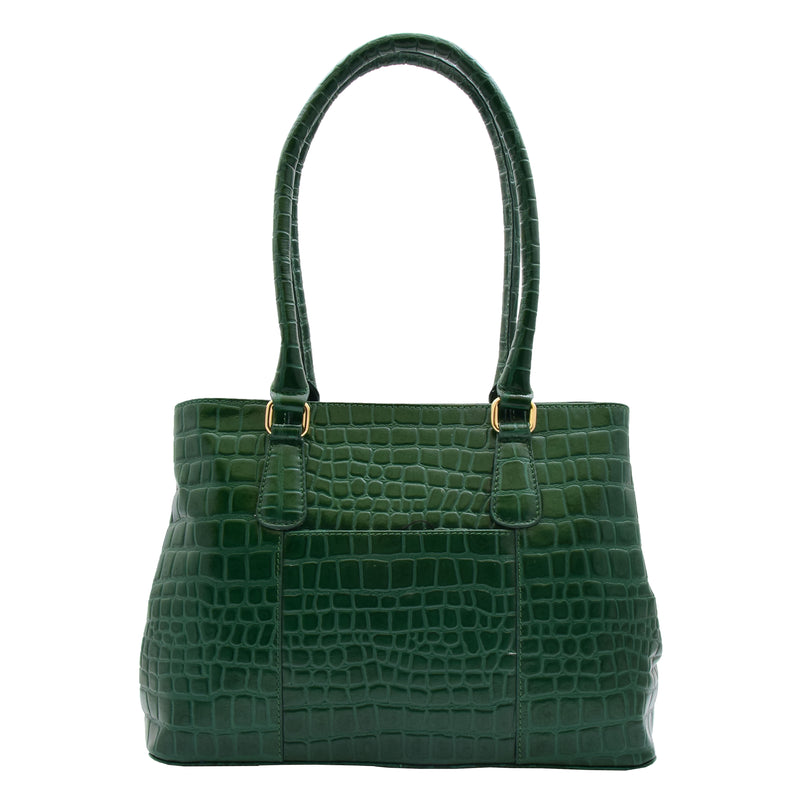 Womens Hobo Shoulder Leather Bag Beautiful Croc Pint Sylvia Green 2
