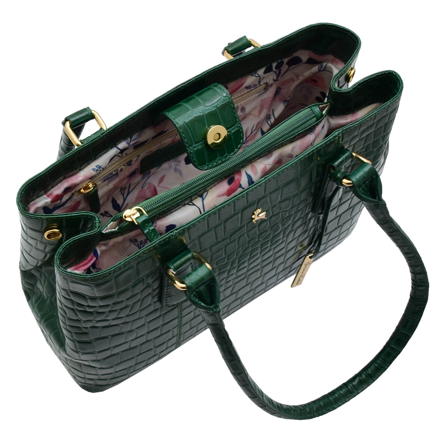 Womens Hobo Shoulder Leather Bag Beautiful Croc Pint Sylvia Green 8