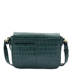 Womens Cross Body Bag Croc Print Handstitched Leather Handbag Maude Green 2