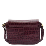Womens Cross Body Bag Croc Print Handstitched Leather Handbag Maude Bordeaux 2