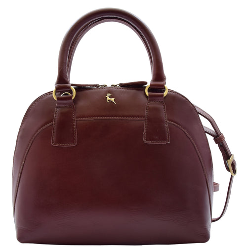 Womens Trendy Doctor Style Leather Handbag Hobo Bag Organiser Paige Chestnut 