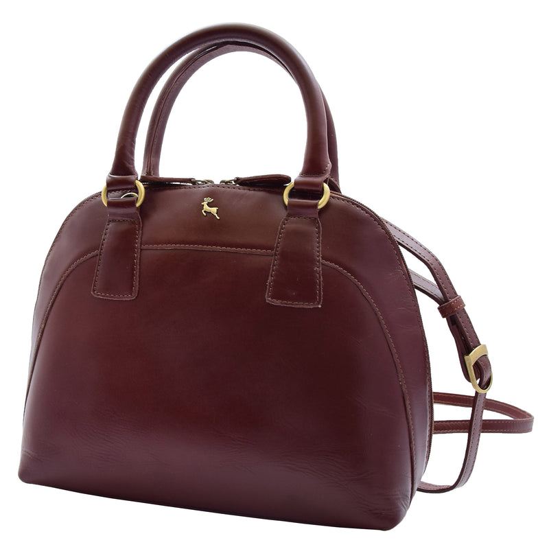 Womens Trendy Doctor Style Leather Handbag Hobo Bag Organiser Paige Chestnut 3