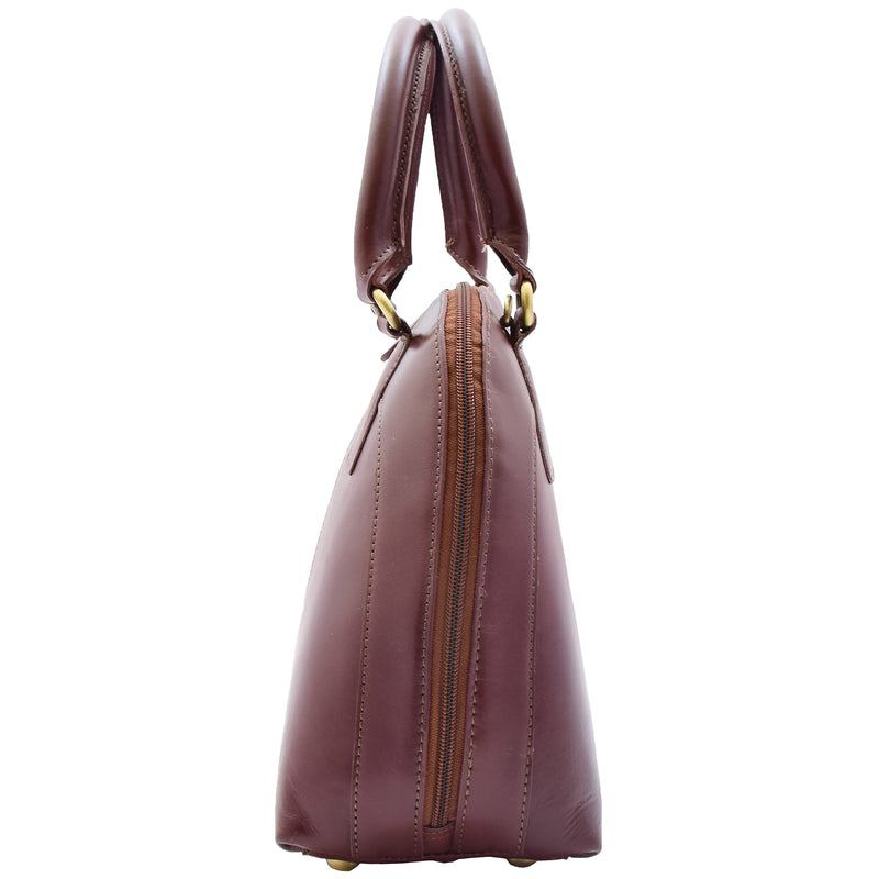 Womens Trendy Doctor Style Leather Handbag Hobo Bag Organiser Paige Chestnut 6