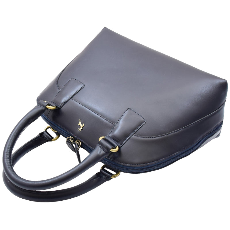 Womens Trendy Doctor Style Leather Handbag Hobo Bag Organiser Paige Navy 6