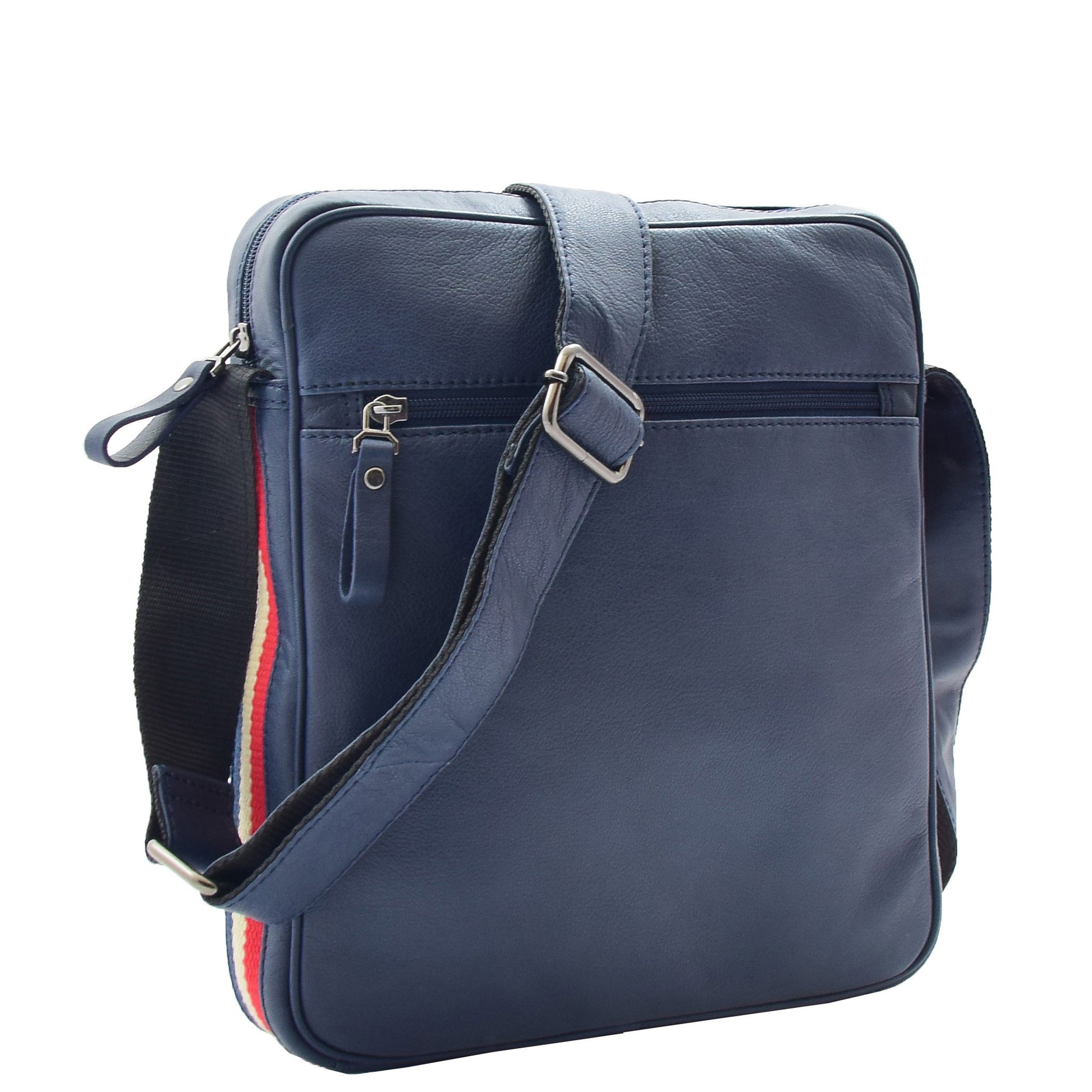 Mens Leather Cross Body Travel Flight Bag Aller Navy 1