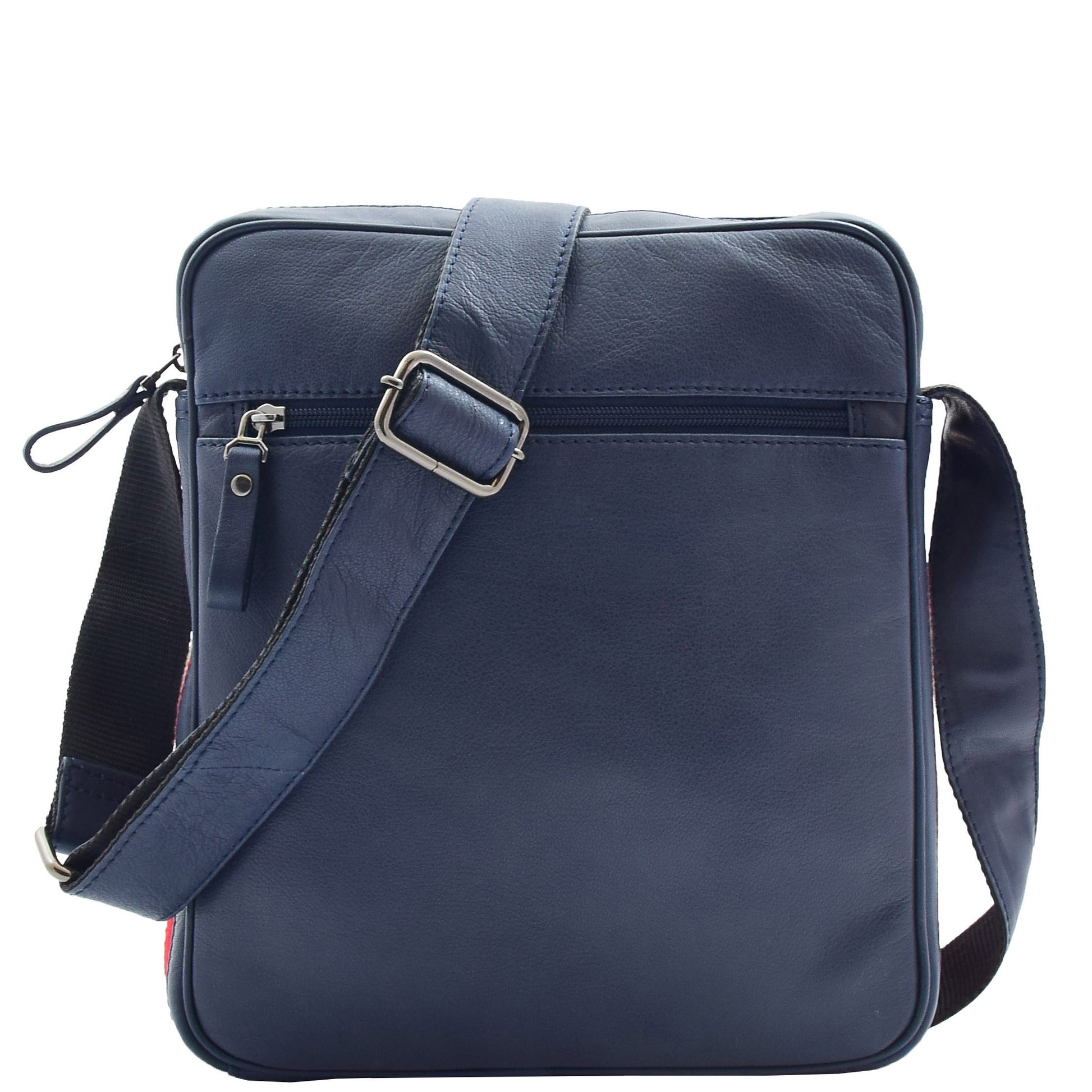 Mens Leather Cross Body Travel Flight Bag Aller Navy 3