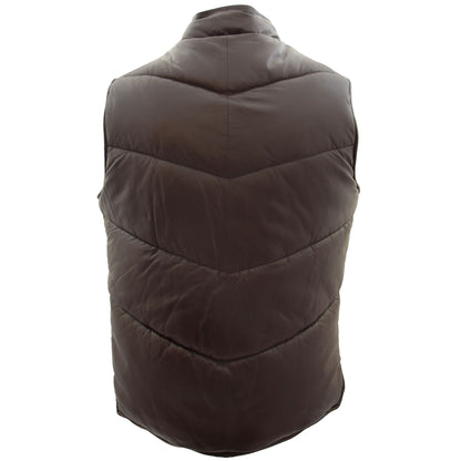 Mens Leather Puffer Waistcoat Body Warmer Leon Brown 1