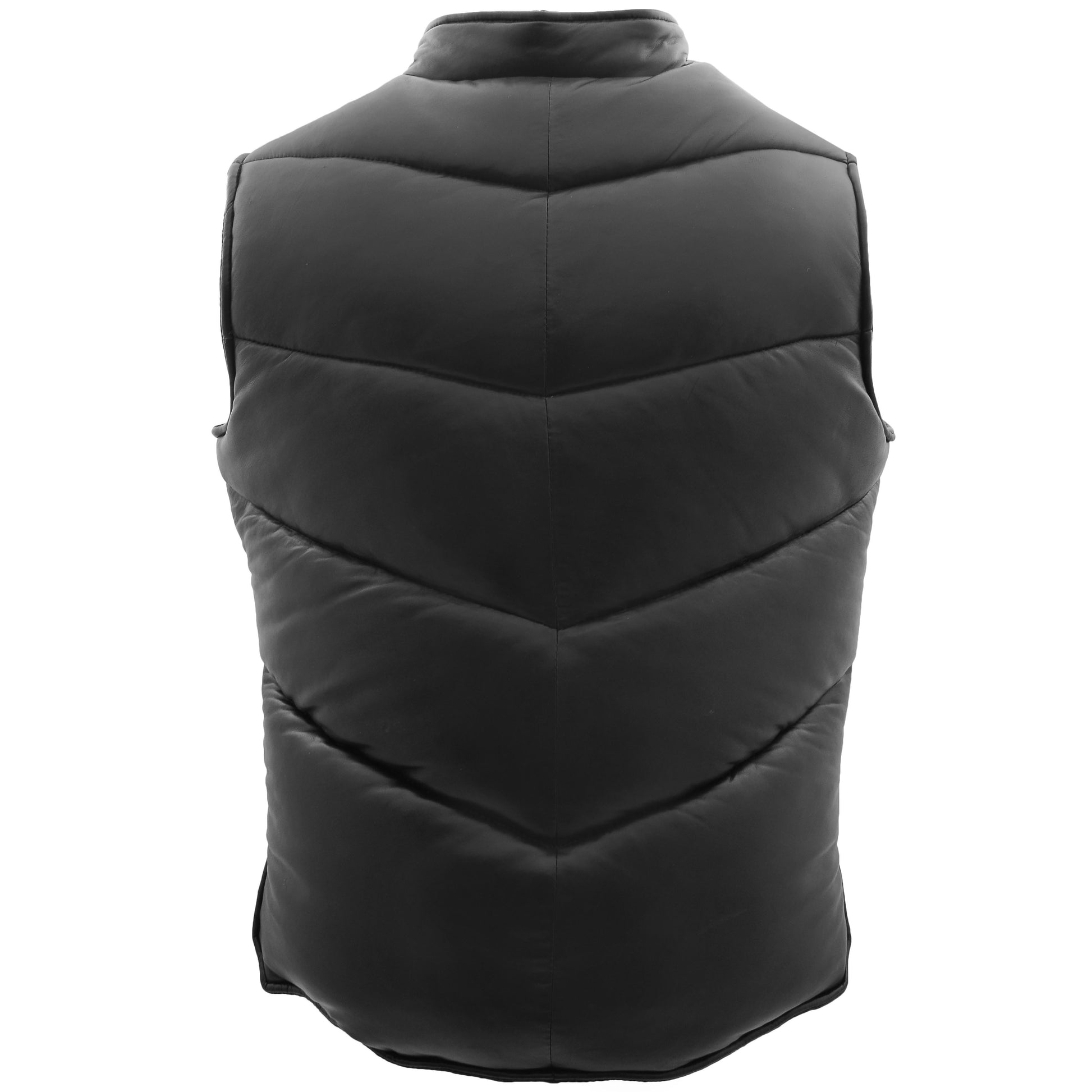 Mens Leather Puffer Waistcoat Body Warmer Leon Black 1