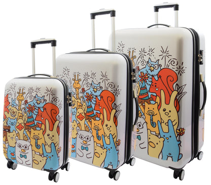 Four Wheel Suitcase Hard Shell Luggage Cartoon Print