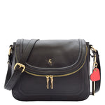 Womens Genuine Leather Crossbody Bag Work Casual Trendy Design Handbag Marielia Black
