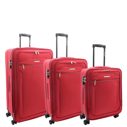 Four Wheel Suitcases Lightweight Soft Expandable Luggage Cosmic Red