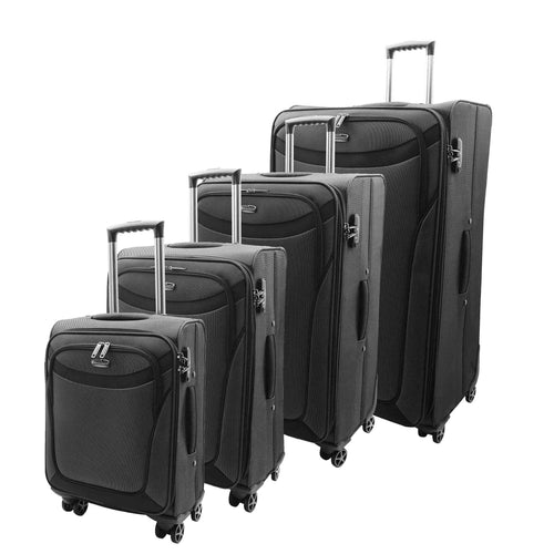 Four Wheel Suitcase Luggage Soft Casing TSA Lock Neptune Black 1