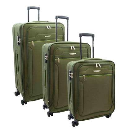 Four Wheel Suitcases Lightweight Soft Expandable Luggage Cosmic Green