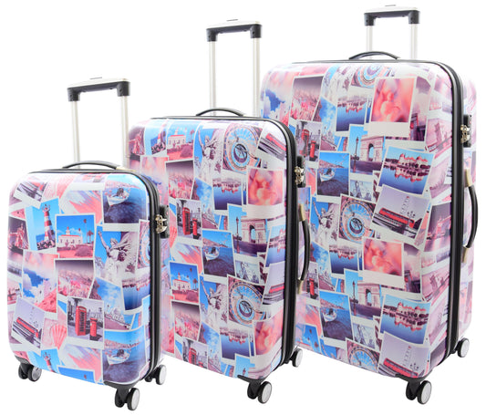 Four Wheel Suitcase Hard Shell Luggage Post Card Print