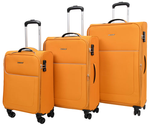 Four Wheel Lightweight Soft Suitcase Luggage TSA Lock HL22 Yellow