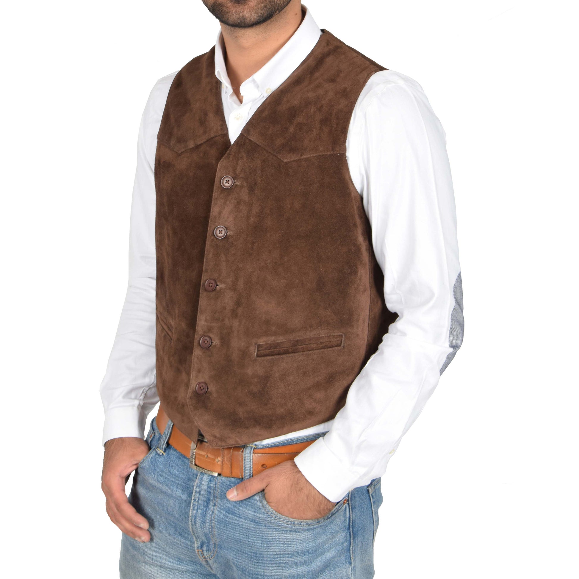 calf suede leather waistcoat