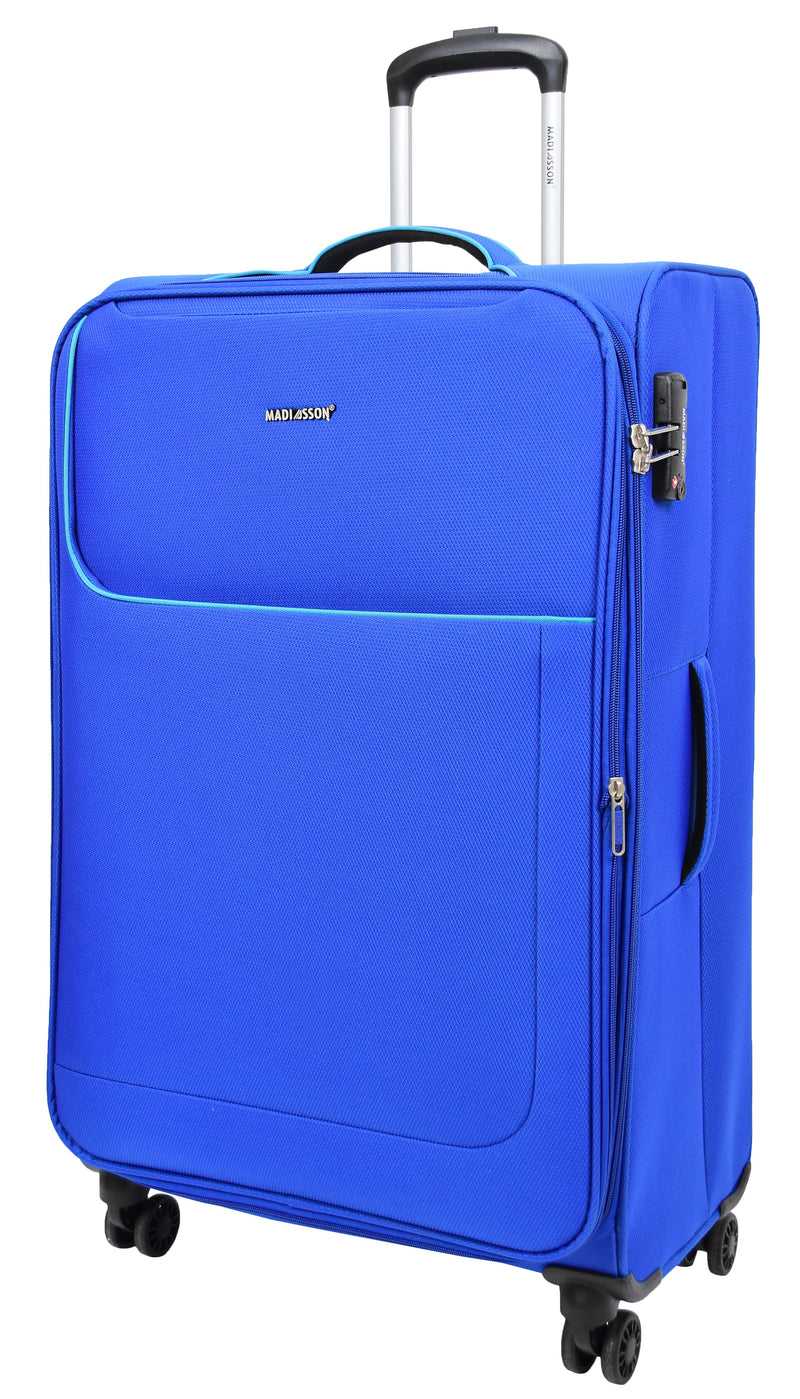 Four Wheel Lightweight Soft Suitcase Luggage TSA Lock HL22 Blue Large-1